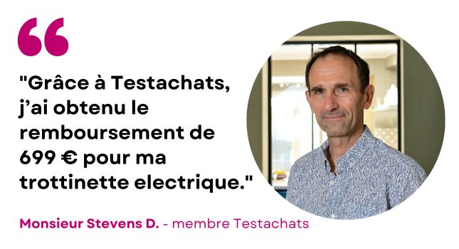 Daniel Stevens : trottinette électrique AVA Hal remboursée